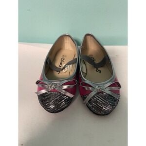 CHATTIES Girls Pink‎ And Silver Ballet Flats Size 5/6